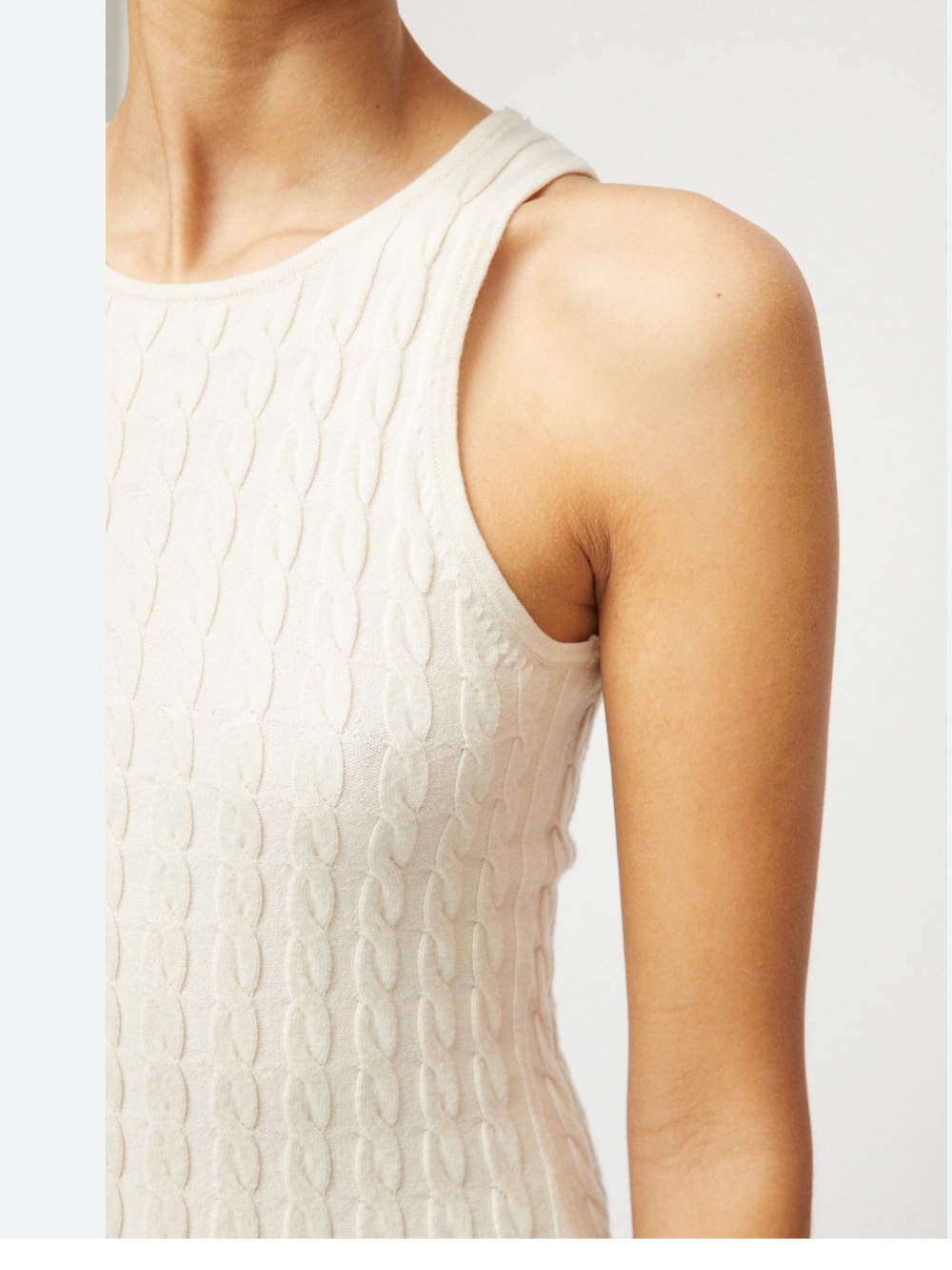 Industry Cable Knit Tank Top in Whipped Cream